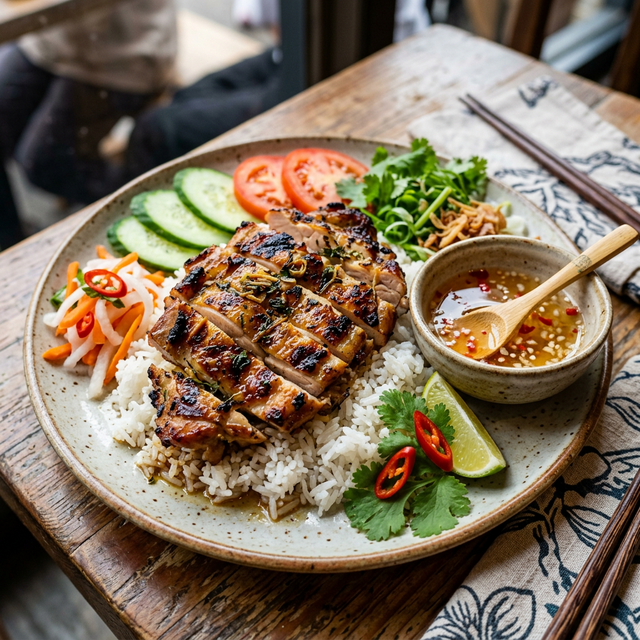 Grilled Chicken with Steam Rice